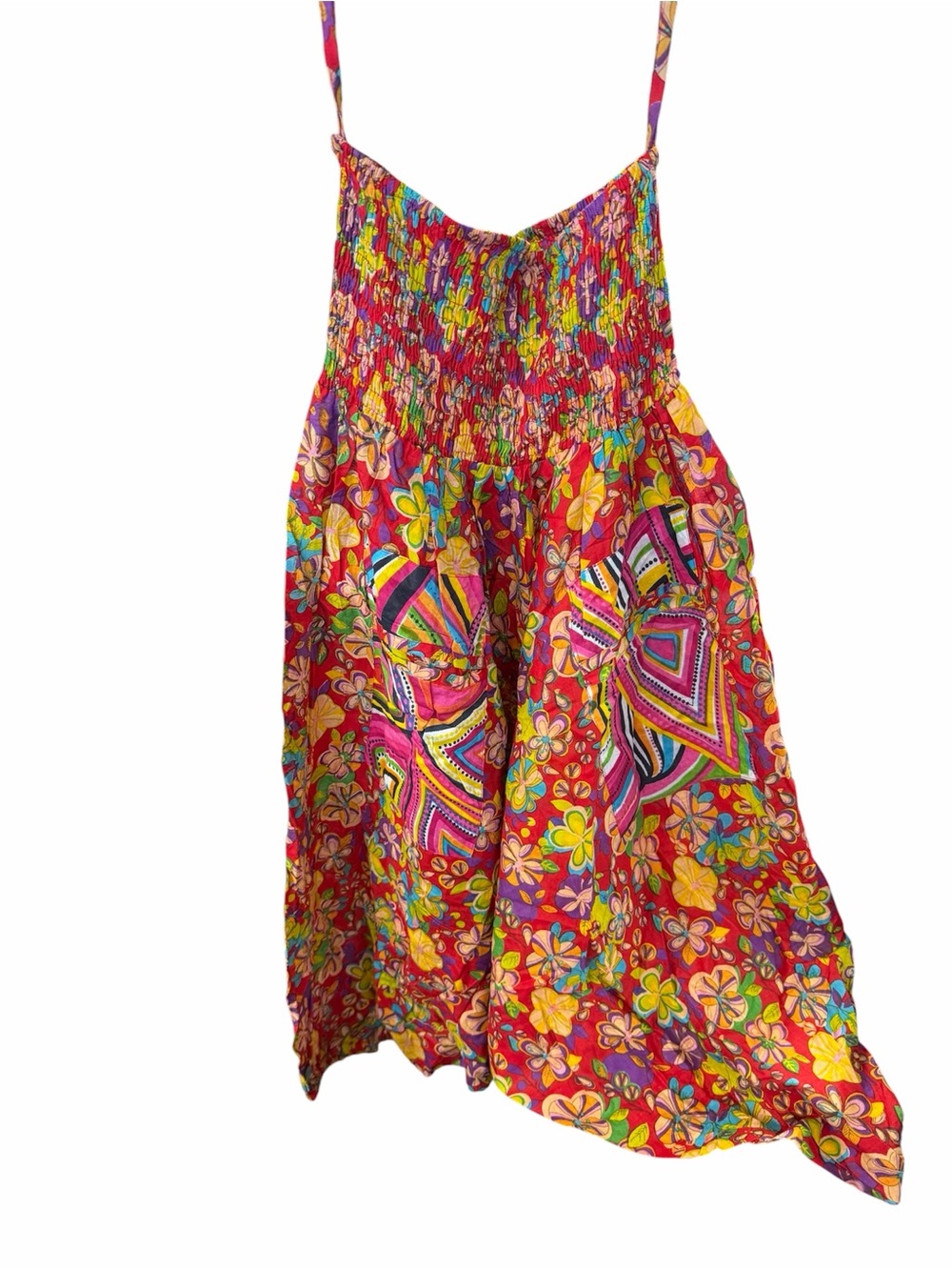Bright Floral Smocked Sundress - Multicolor made in India